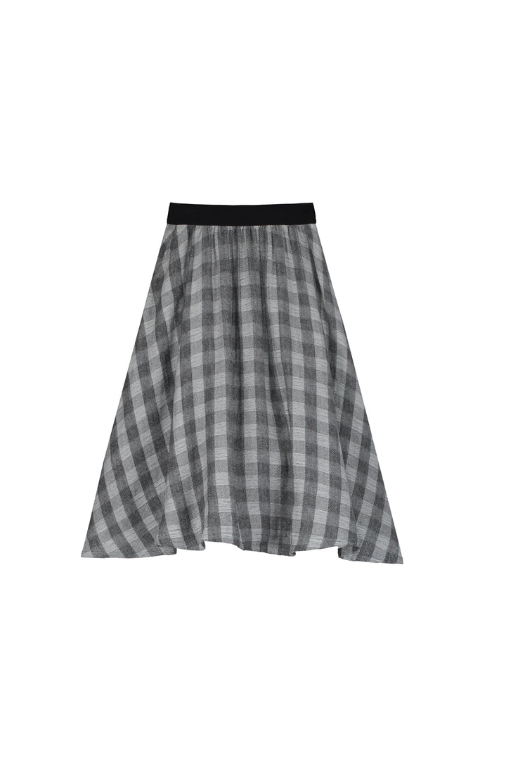 Check Skirt-Black and cream
