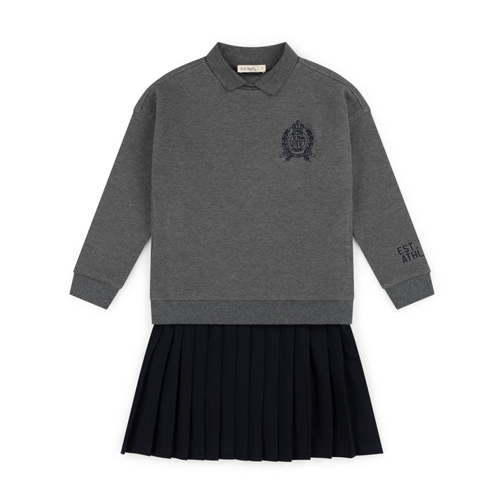KK26-676 The Prep Edit Pleated Dress Melange Grey