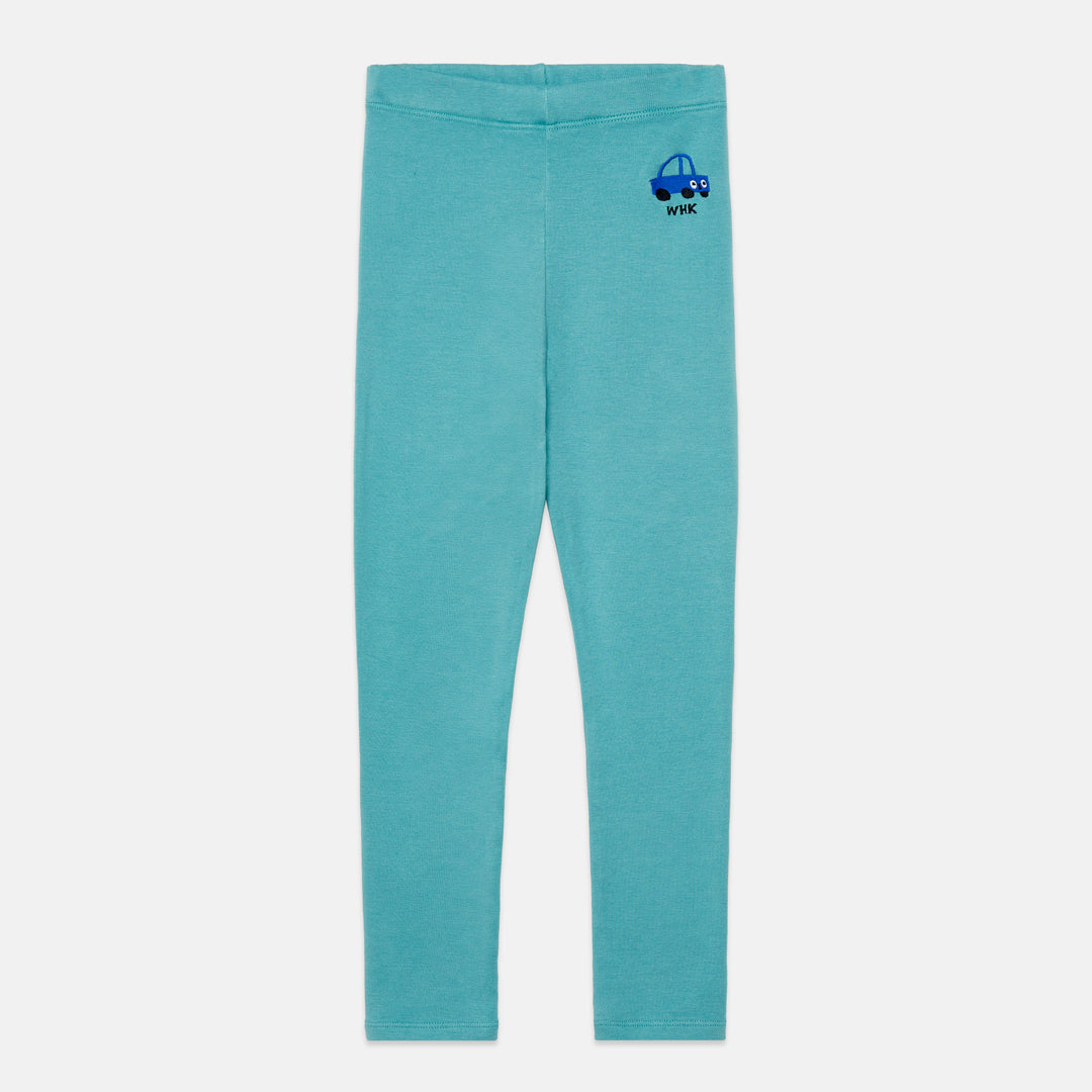 K26873 CAR EMBROIDERED FLEECED LEGGING - TURQUESA