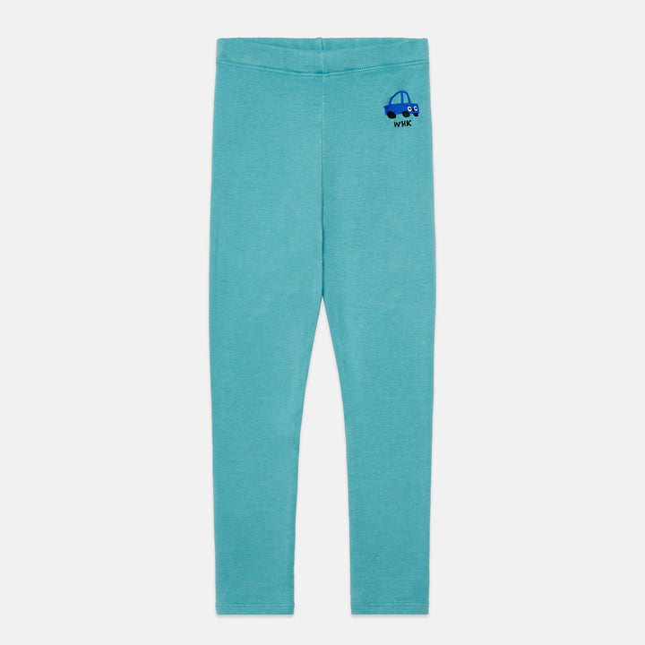 K26873 CAR EMBROIDERED FLEECED LEGGING - TURQUESA