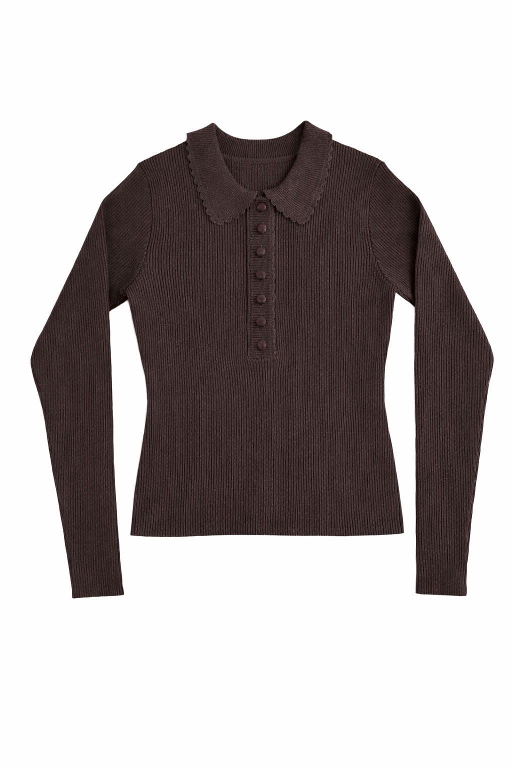 COMING SOON K403 Lyla Collared Sweater Chocolate