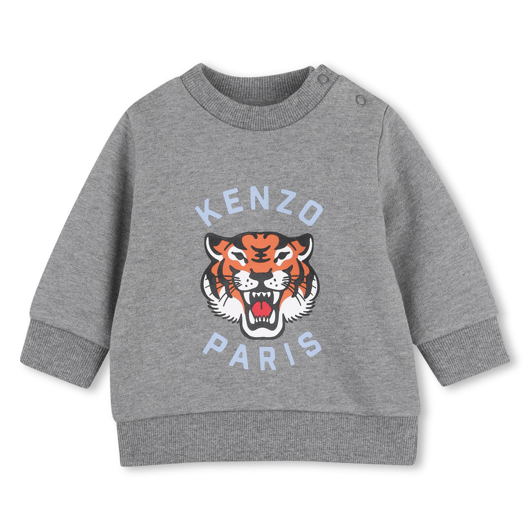 K62102 GREY MARL SWEATSHIRT + TROUSERS SET. SWEATSHIRT IN FRENCH TERRY