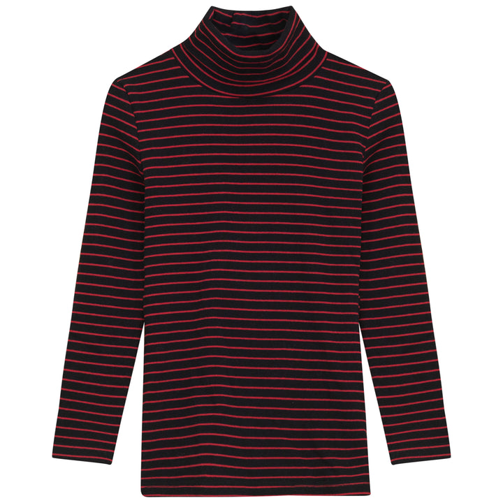 K6419-STRIPED TURTLENECK-BLACK/RED