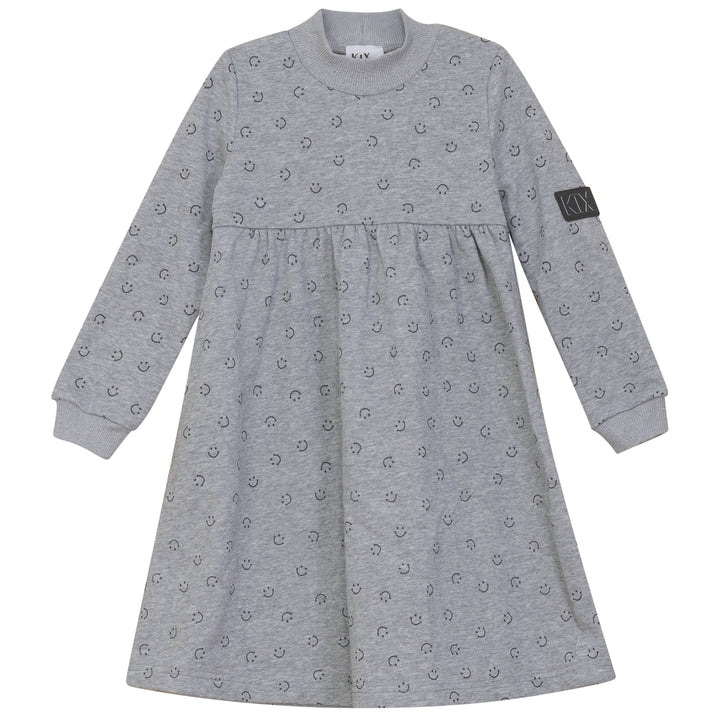 K6428-SMILEY PRINT SWEATDRESS-GREY