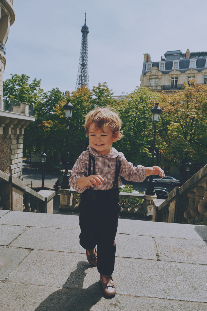 KS2603-KS2605 BOYS BROWN ROMPER AND CHECKED SHIRT SET