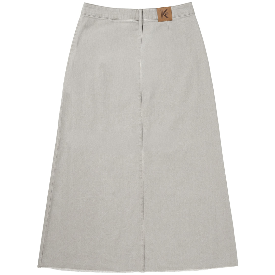 KT712 FRINGED HEM PLEATED SKIRT-GREY