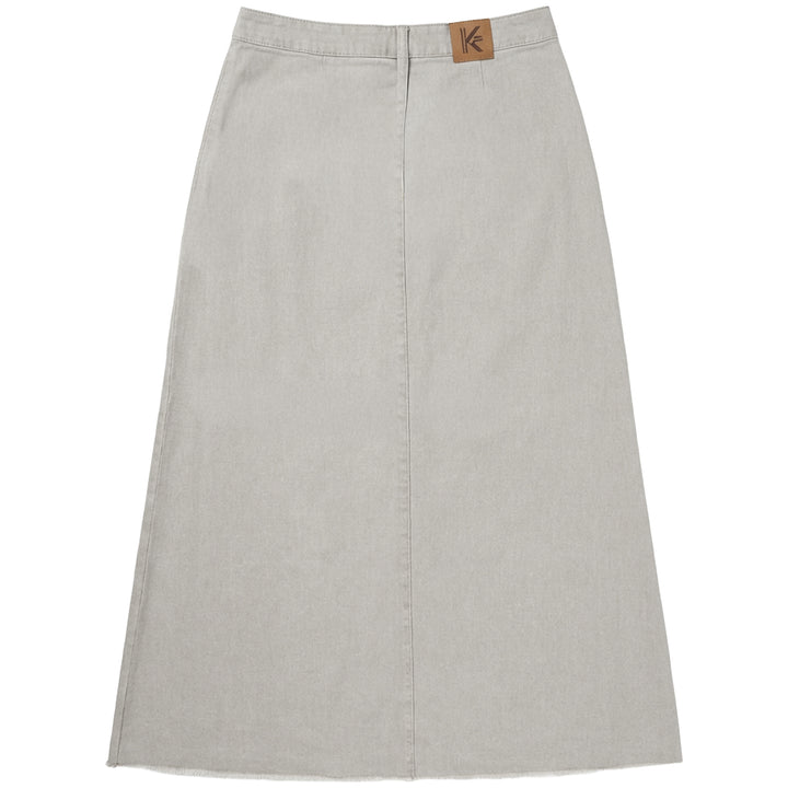 KT712 FRINGED HEM PLEATED SKIRT-GREY