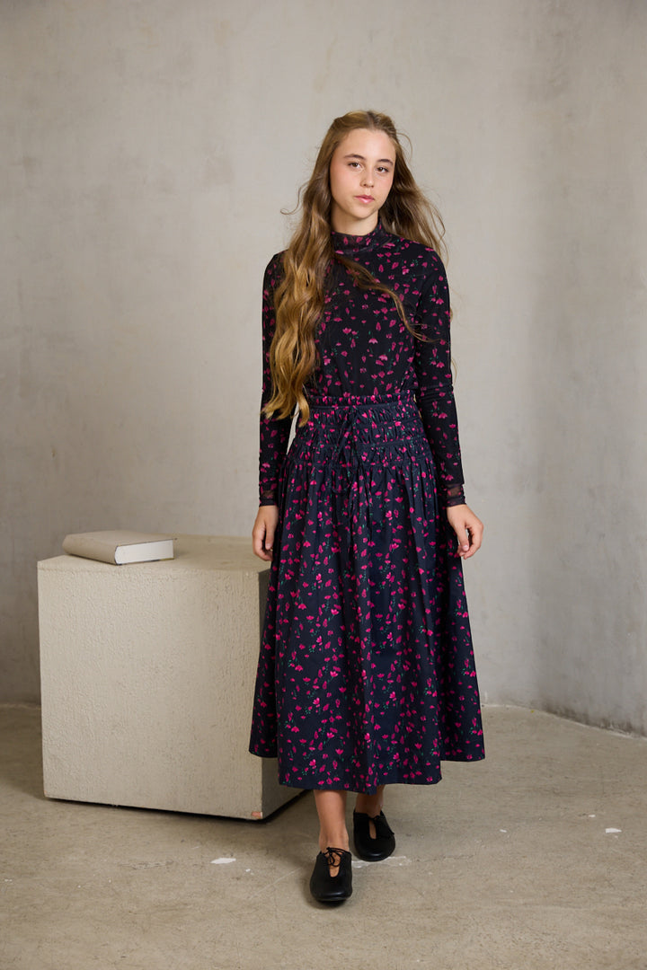 HSK058 SKIRT WITH WAIST TUNNELS - SMALL FLORAL