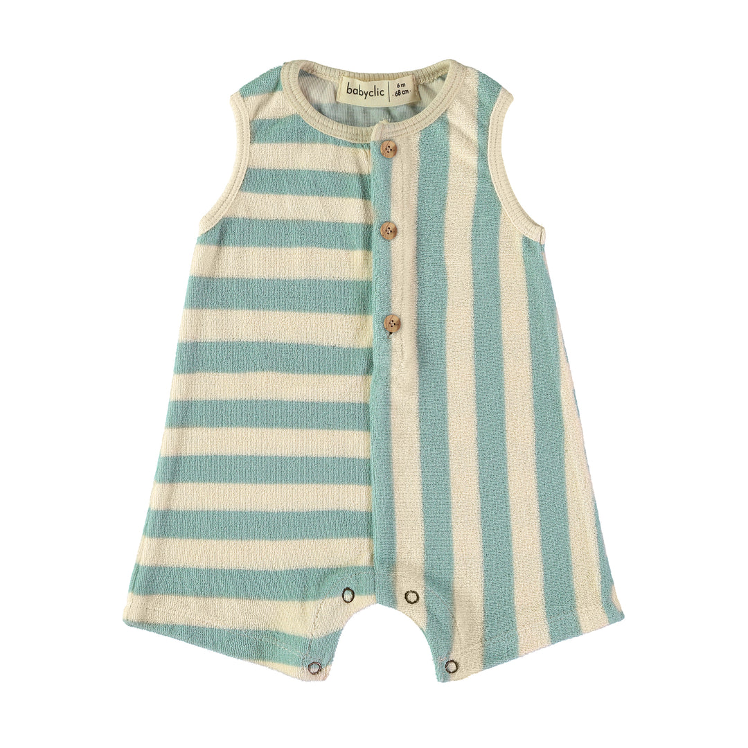 ROMPER-Stripes Aqua