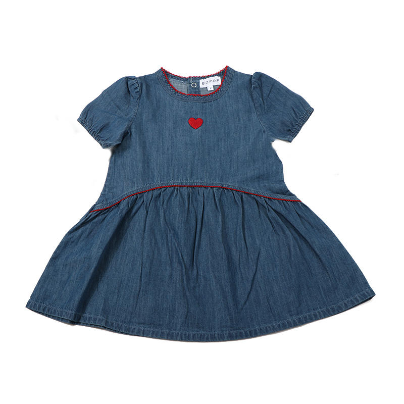 L813-DENIM SCALLOP SHORT SLEEVE DRESS