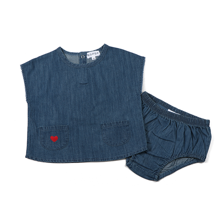 L818-DENIM SCALLOP TODDLER GIRL SET