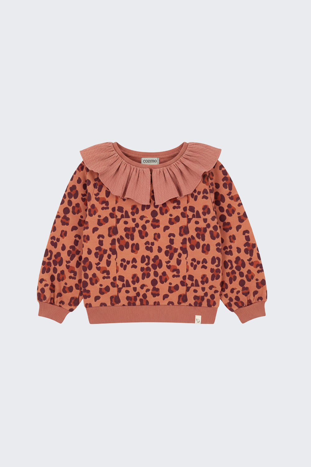 LAIA320W6 BRUSHED ANIMAL PRINT FLEECE BABY SWEATSHIRT - PINK SIENA