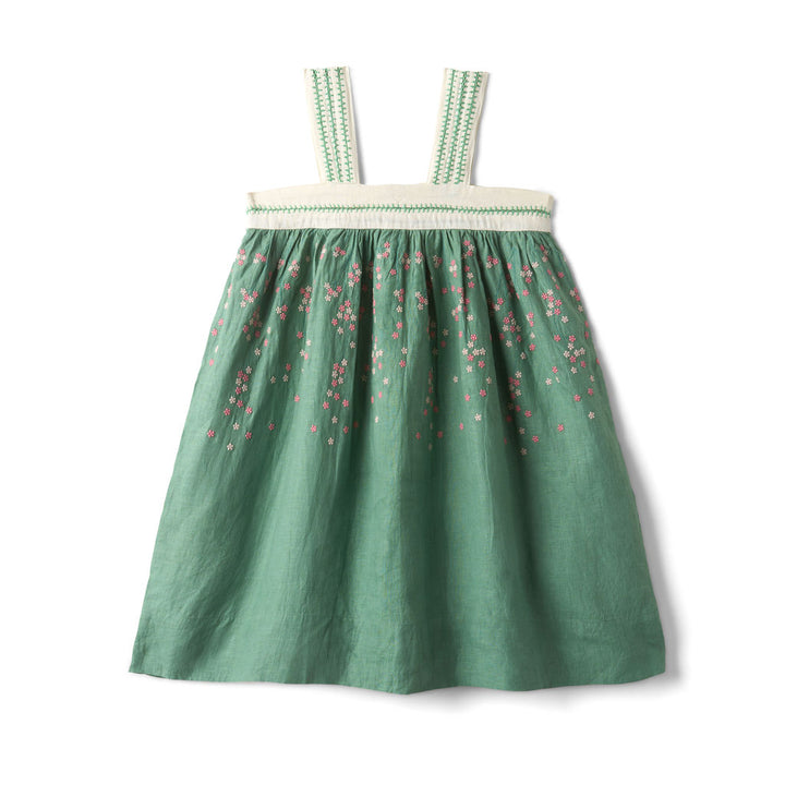 Sienna Dress in Linen Peridot Green