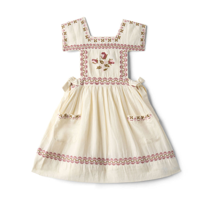 Polly Pinafore Dress in Antique White