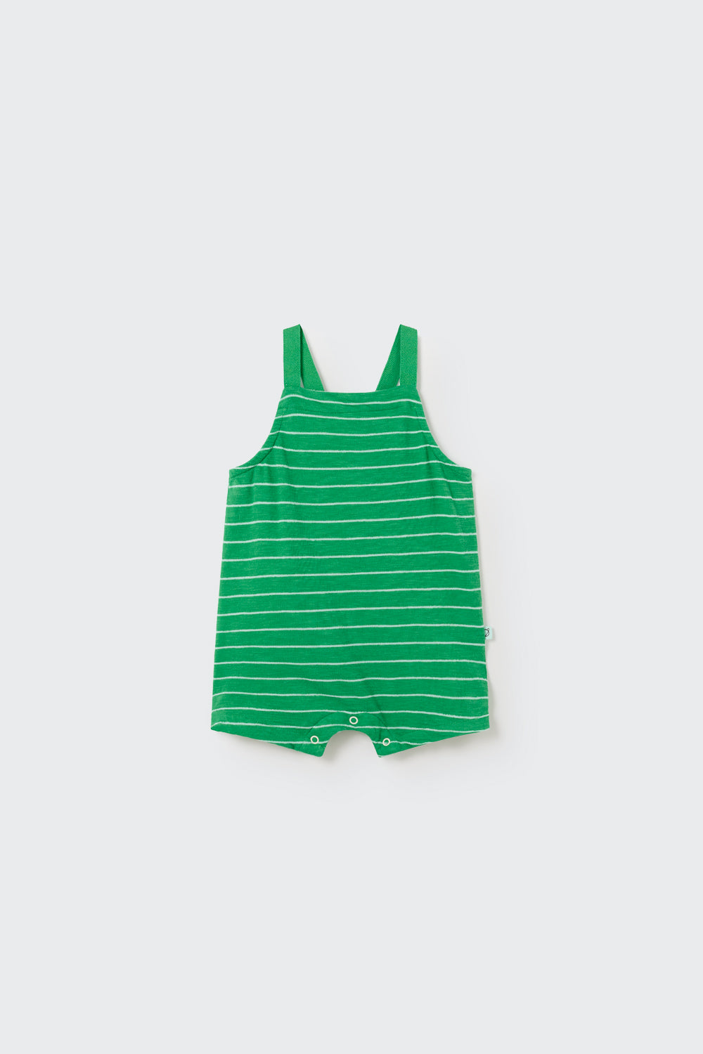 LEO304S5-ORGANIC WIDE STRIPES CREPE BABY OVERALLS-grass green