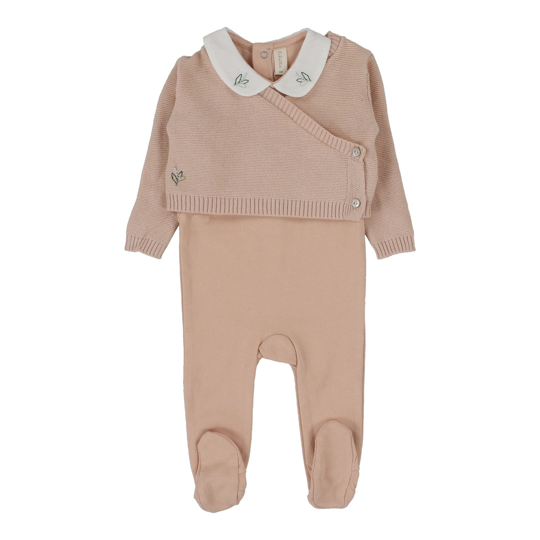 KNIT WRAP SLEEVELESS FOOTIE SET-SOFT PINK