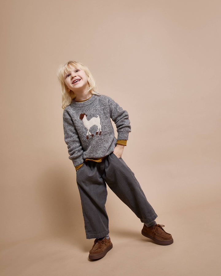 6002-LLAMA JUMPER-GREY MELANGE