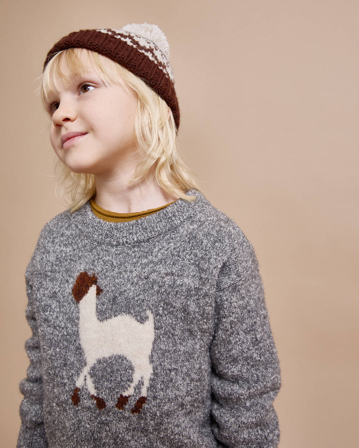 6002-LLAMA JUMPER-GREY MELANGE