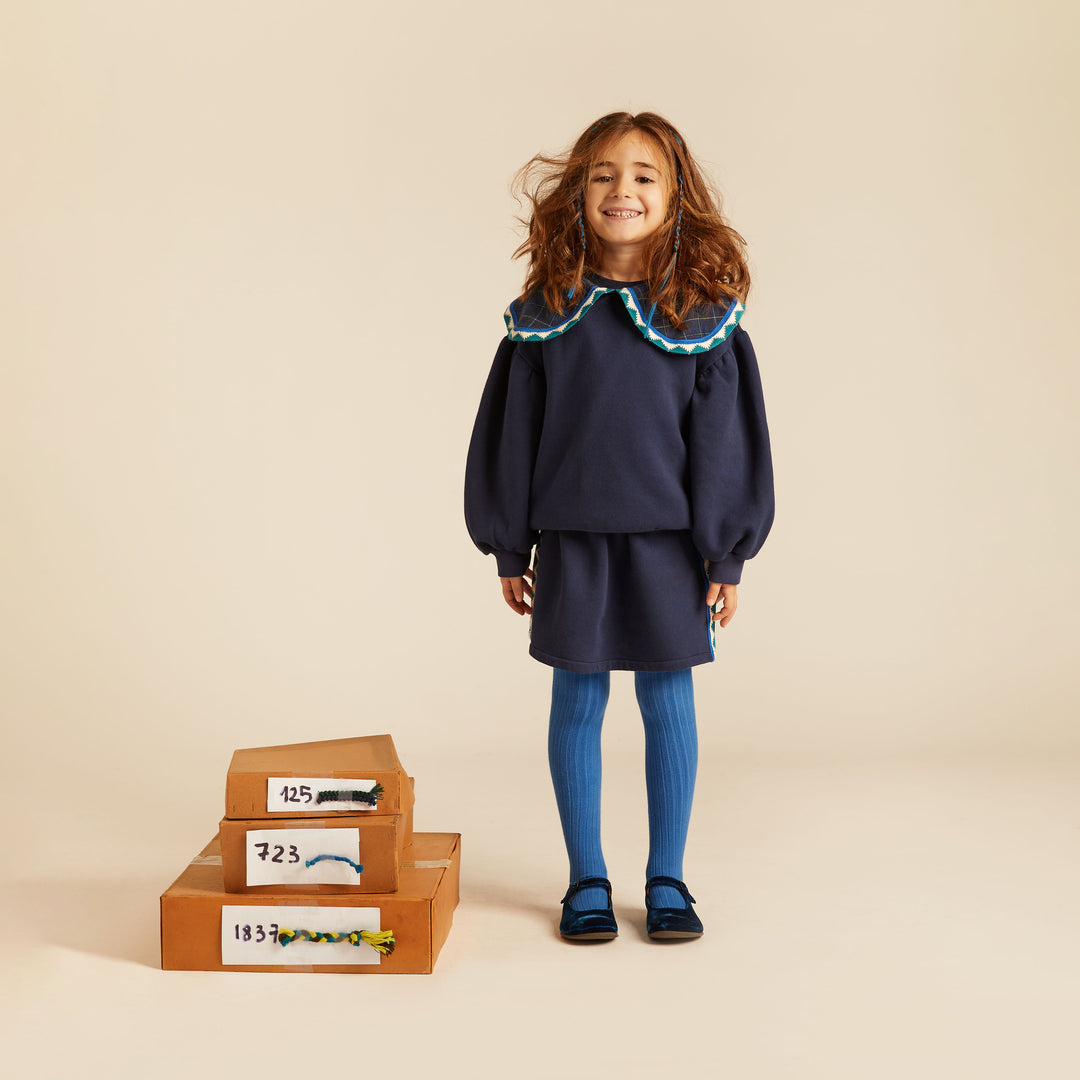 MMT ROSIE MIDNIGHT BLUE STATEMENT COLLAR SWEATSHIRT