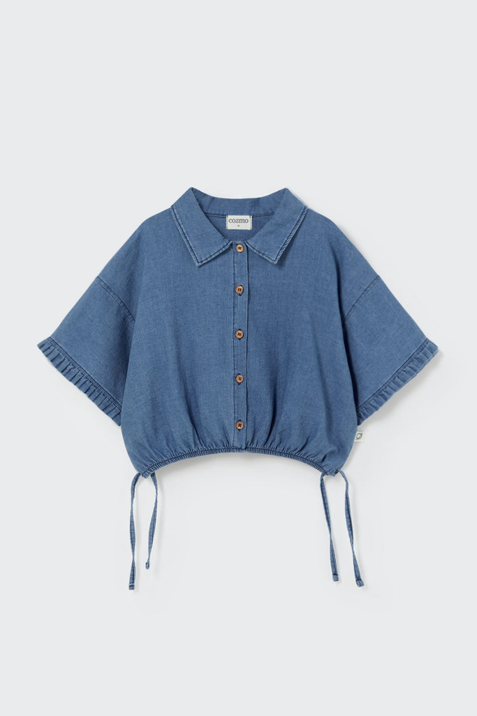 LUAK207S5-TWILL DENIM BLOUSE-blue – whoopikids