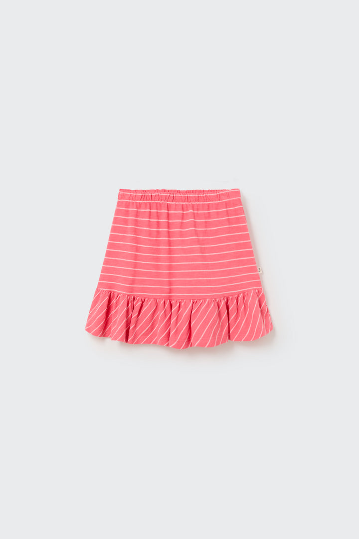 LUNAK304S5-ORGANIC WIDE STRIPES CREPE SKIRT-confetti pink