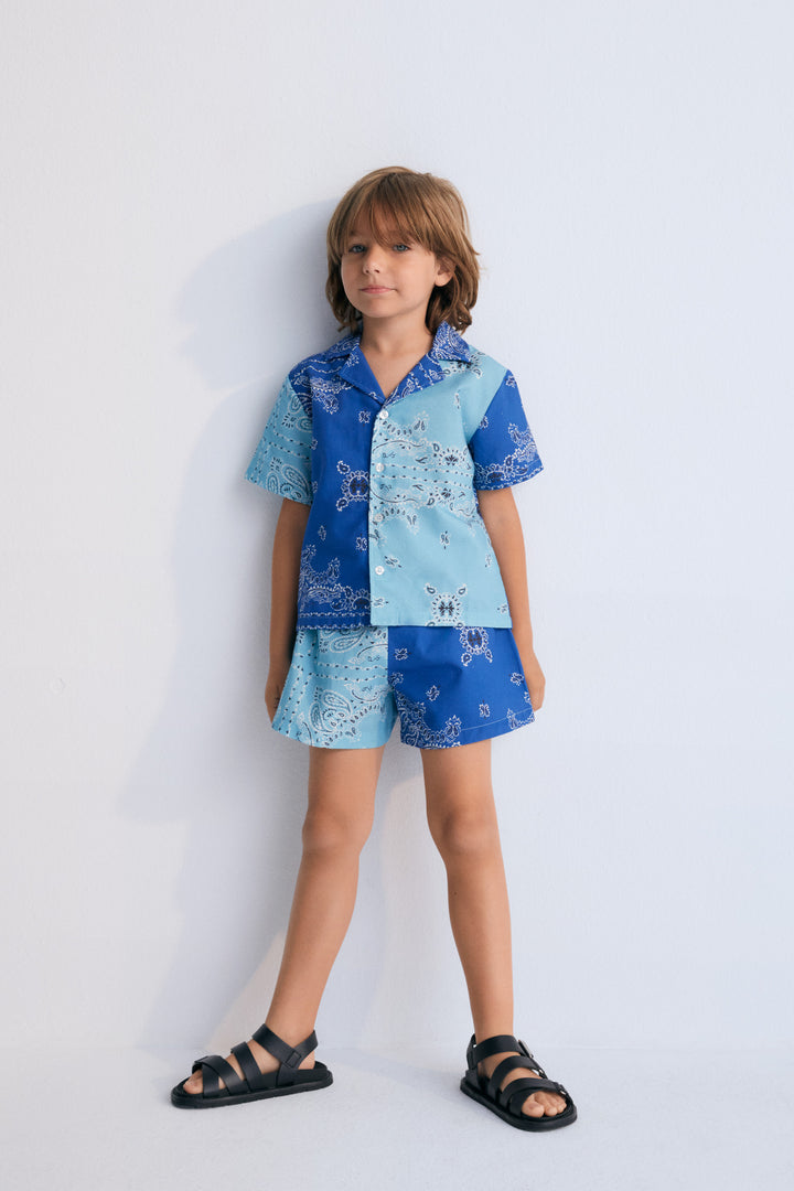 MILETO BOY SHIRT-Bandana Cobalto Milkyblue