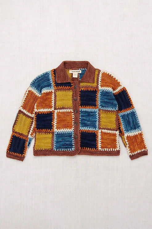 LADDER SQUARE CARDIGAN-CHESNUT