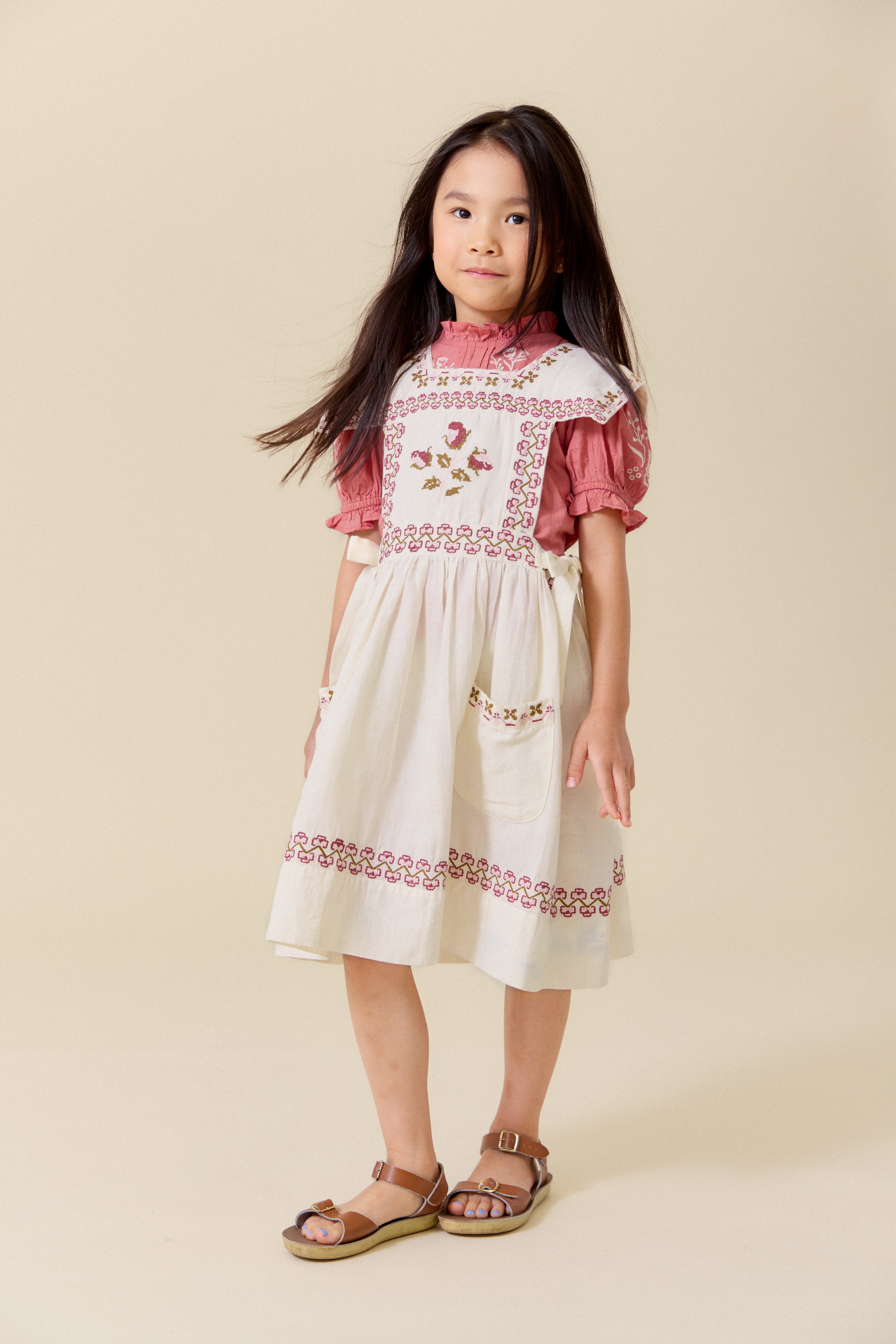Polly Pinafore Dress in Antique White – whoopikids