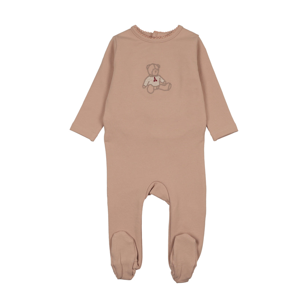 SWEET BEAR FOOTIE - DUSTY PINK