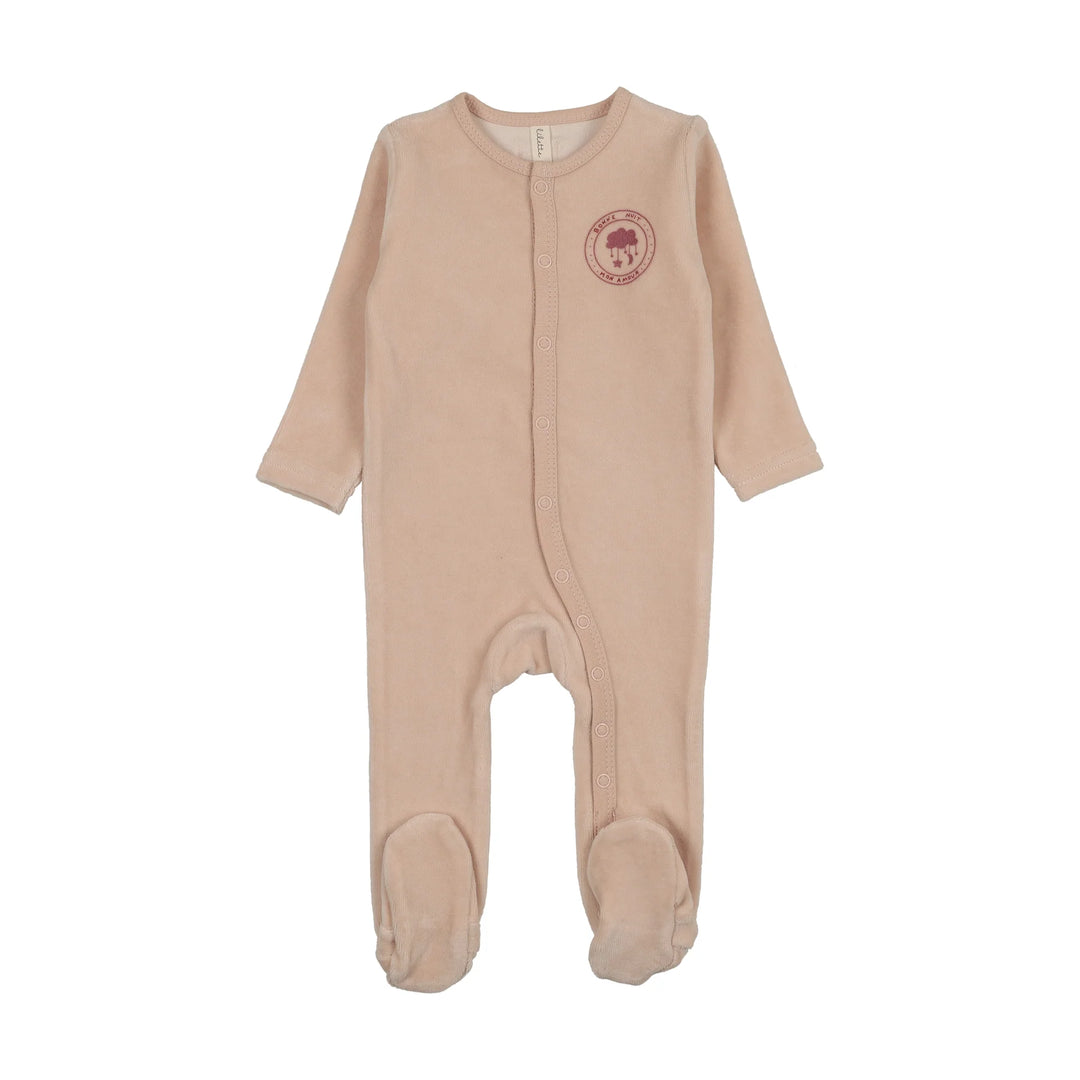 VELOUR SNAP DOWN FOOTIE - PALE PINK
