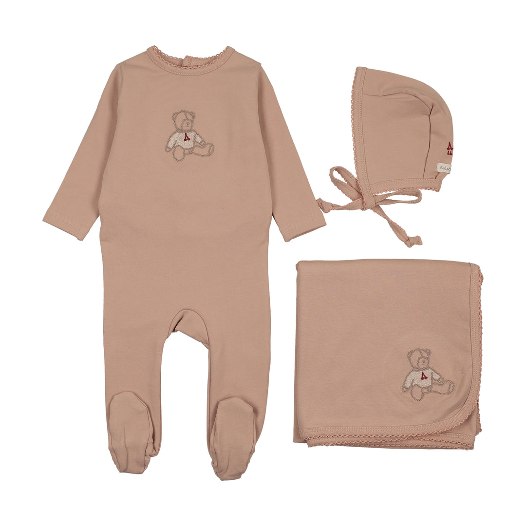 SWEET BEAR LAYETTE SET - DUSTY PINK