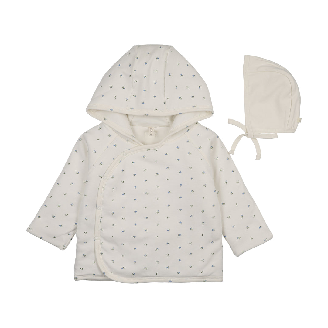 PADDED BITSY FLORAL JACKET - CREAM/BLUE