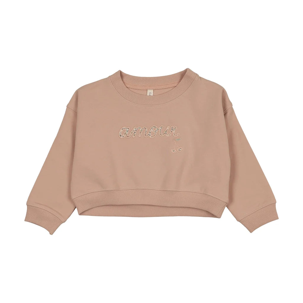 CROPPED BABY SWEATSHIRT-FLORAL - PINK