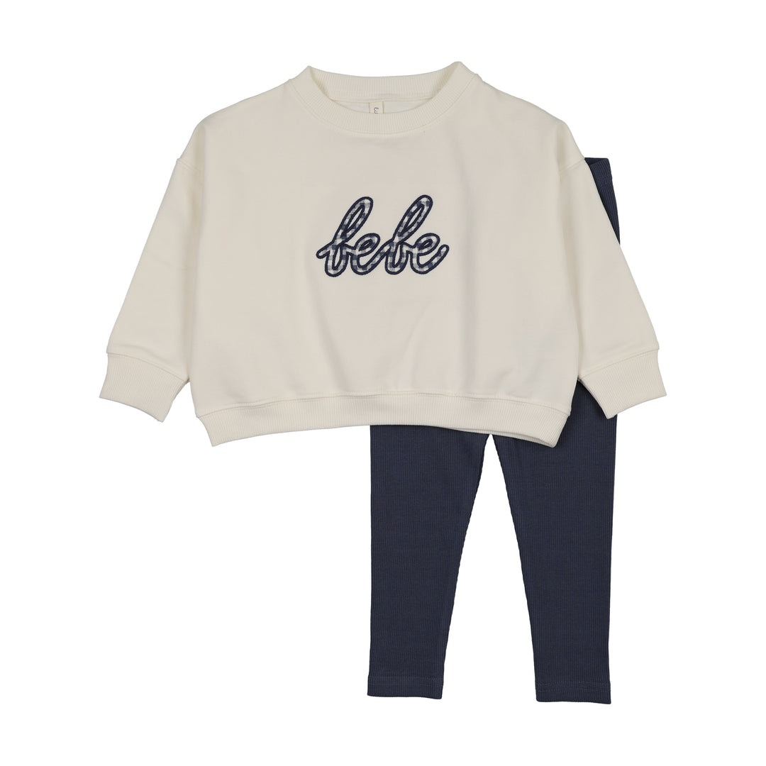 SWEATSHIRT SET - GINGHAM - CREAM/BLUE