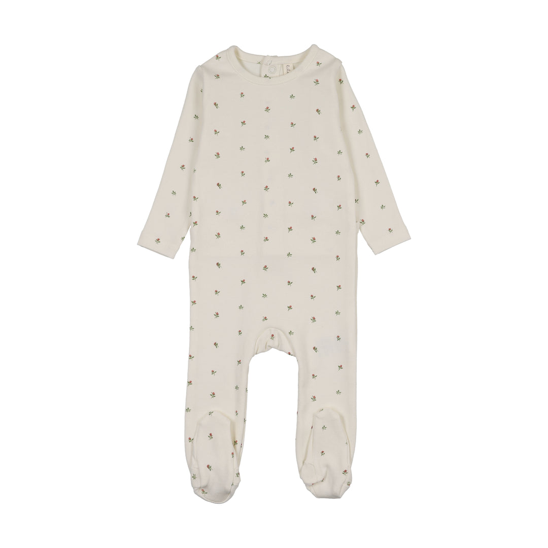 BITSY FLORAL FOOTIE - CREAM/PINK