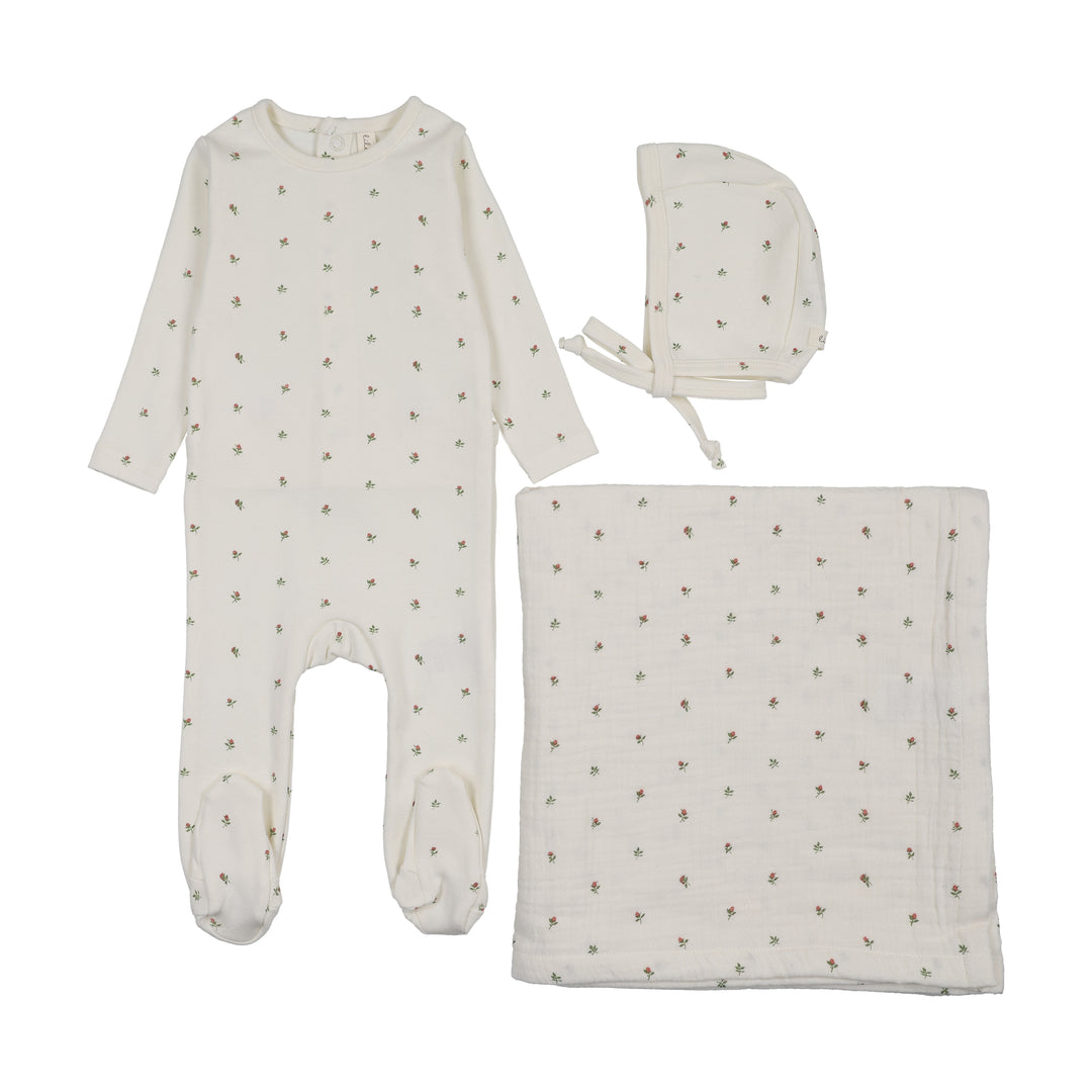 BITSY FLORAL LAYETTE SET - CREAM/PINK
