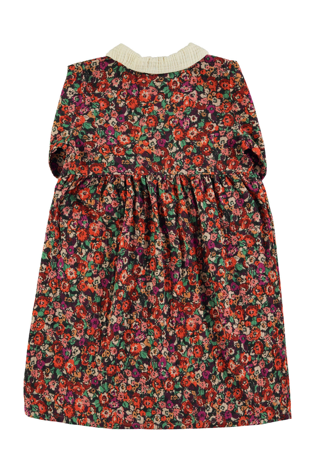 AW25.MN2504AUSA-Knee-lenght dress | Multicolor flowers-multicolor | textured cotton