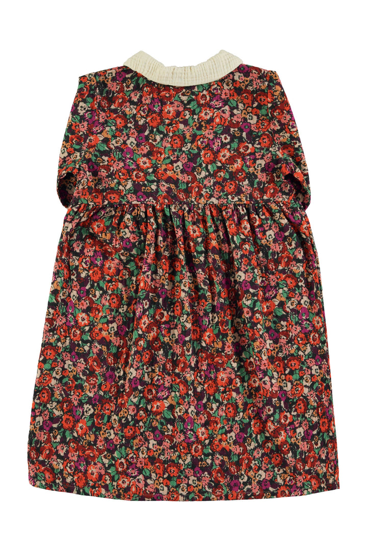 AW25.MN2504AUSA-Knee-lenght dress | Multicolor flowers-multicolor | textured cotton