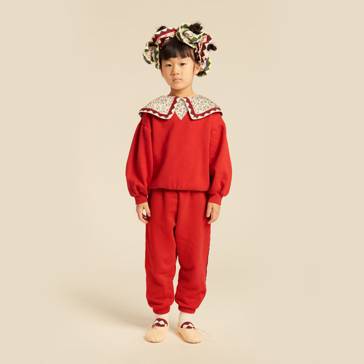 MMT ADELE DEEP RED ADELE STATEMENT COLLAR SWEATSHIRT