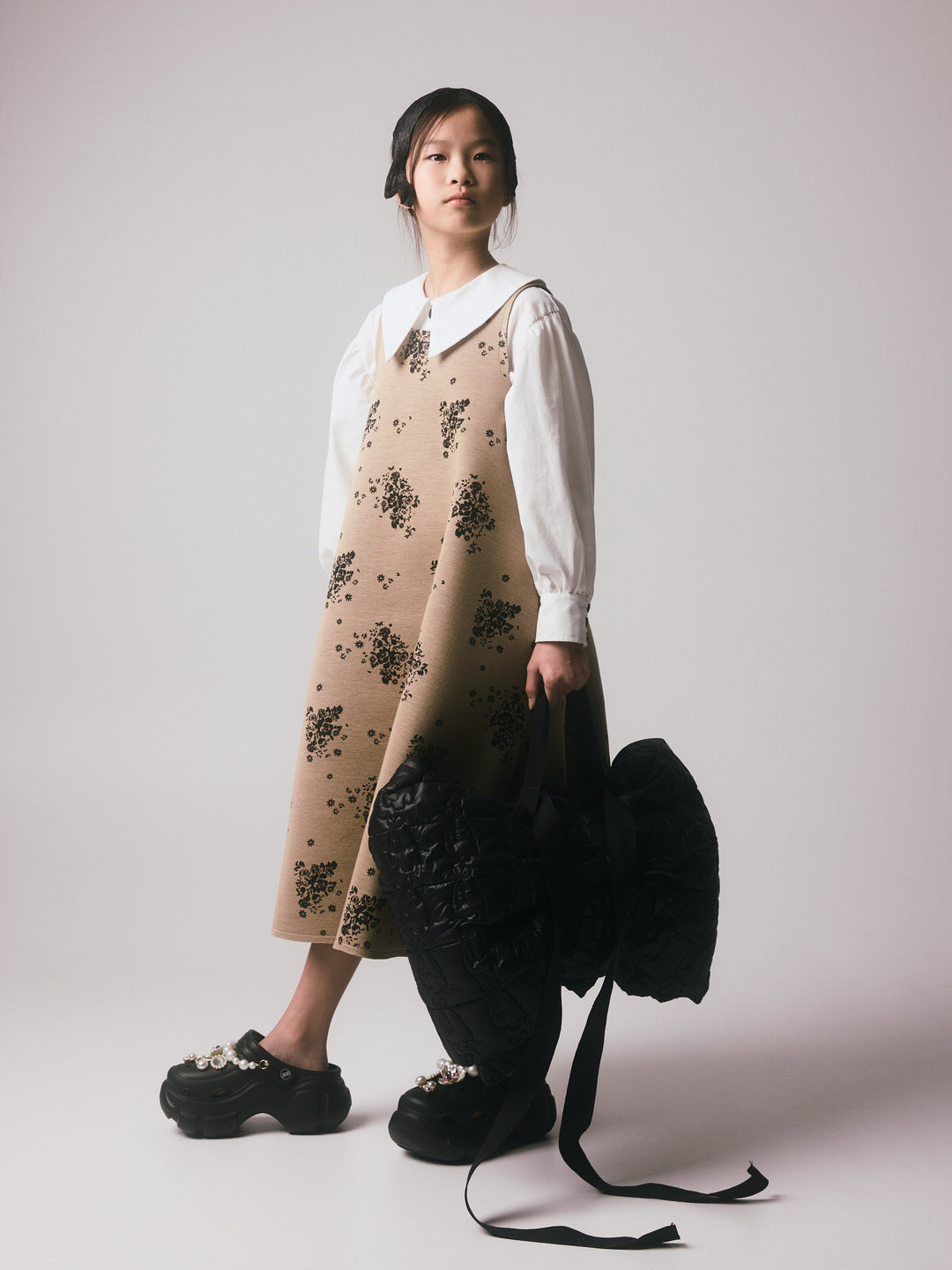 K025A 190-3013 Rosa Apron Dress - Camel & Black