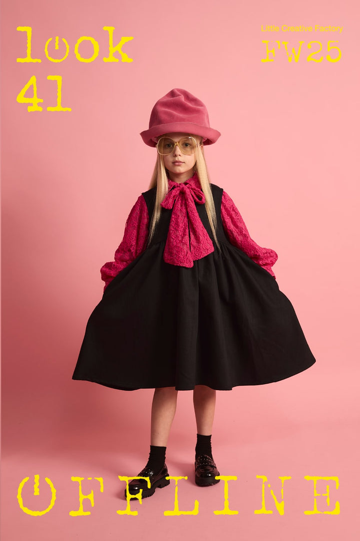 Denim Apron Dress-Black