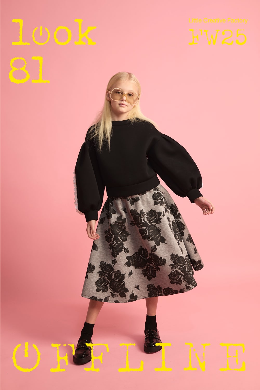 Black Flower Neoprene-Grey Melange & Black