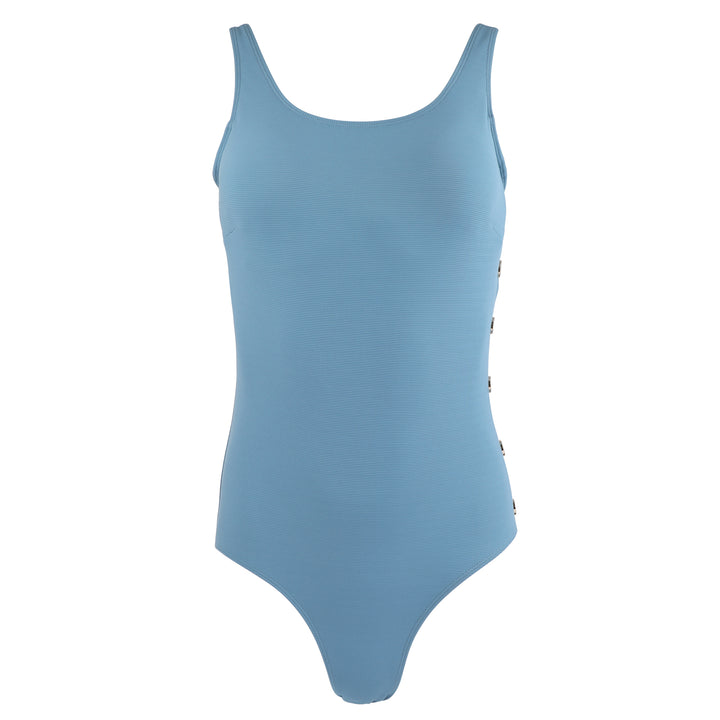 Ribbed Bathing Suit-Light Blue