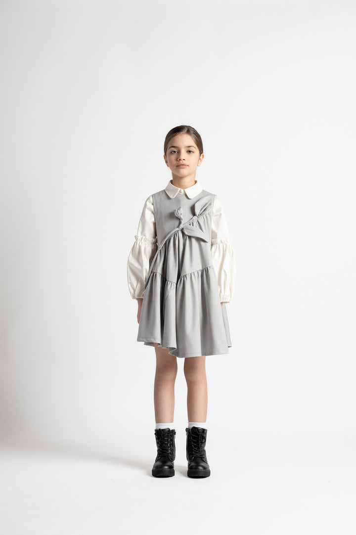 25WAGDRE00037-MAGNOLIA-SLEEVELESS FLANNEL SHORT DRESS-LIGHT GREY