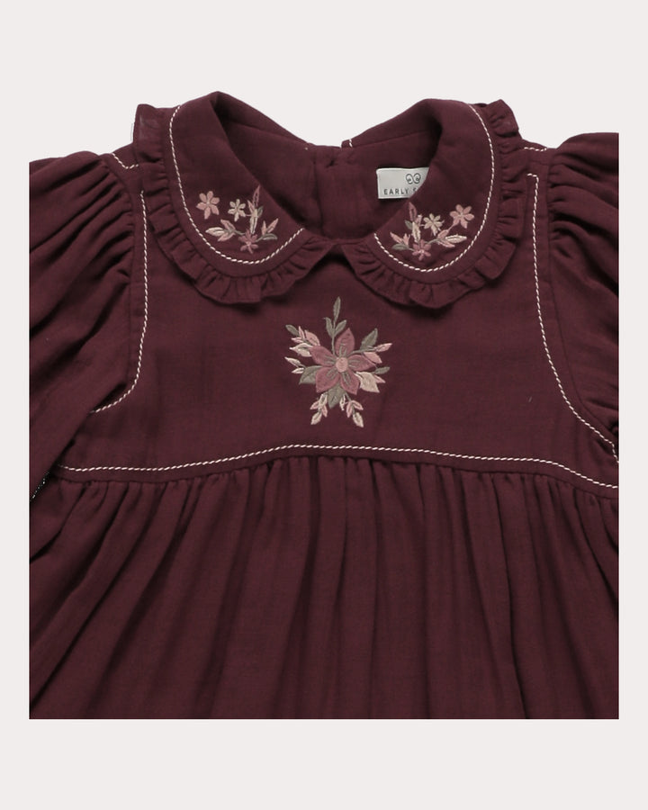 FD-FW26-00036 MARGUERITE DRESS LONG - DOUBLE GAUZE PLUM
