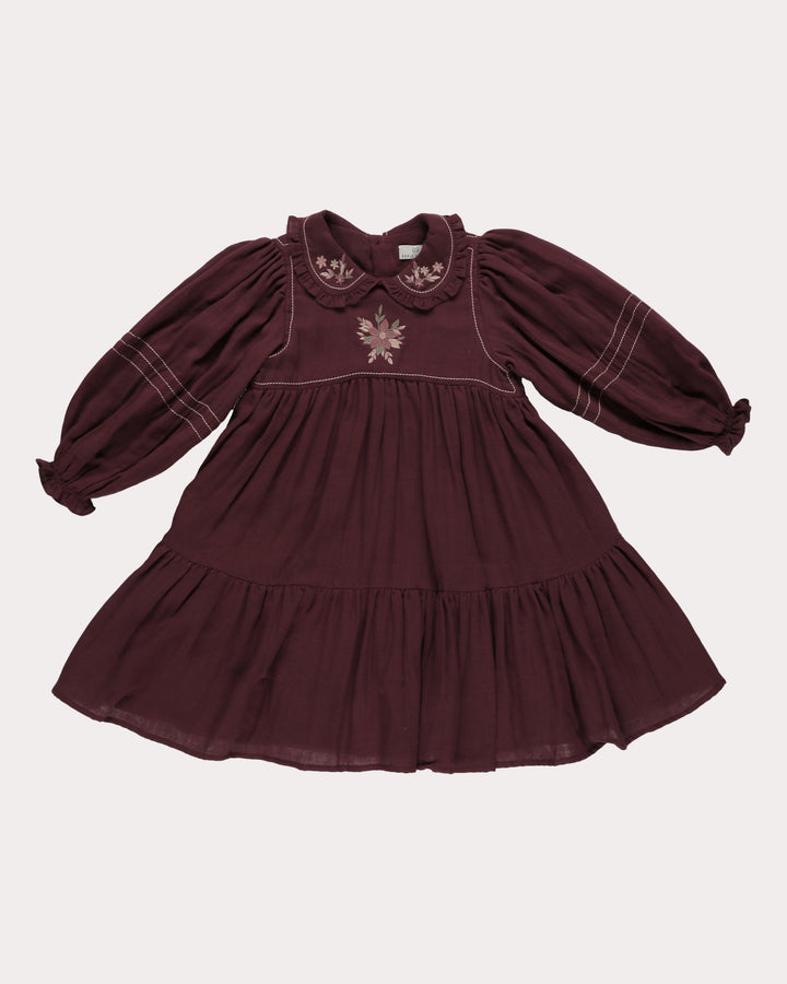 FD-FW26-00036 MARGUERITE DRESS SHORT - DOUBLE GAUZE PLUM