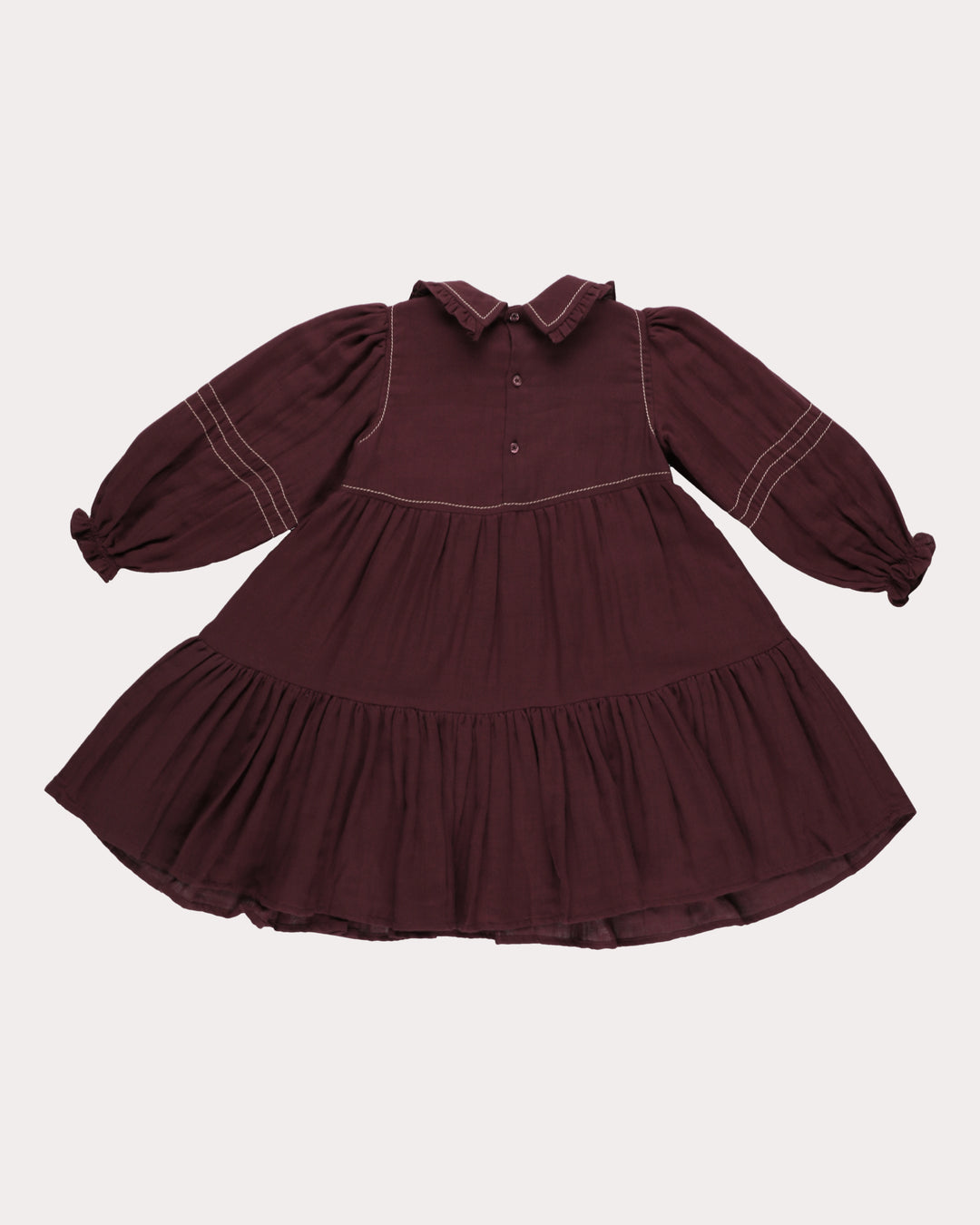 FD-FW26-00036 MARGUERITE DRESS LONG - DOUBLE GAUZE PLUM