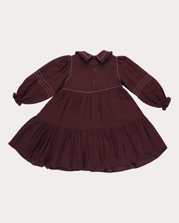 FD-FW26-00036 MARGUERITE DRESS LONG - DOUBLE GAUZE PLUM