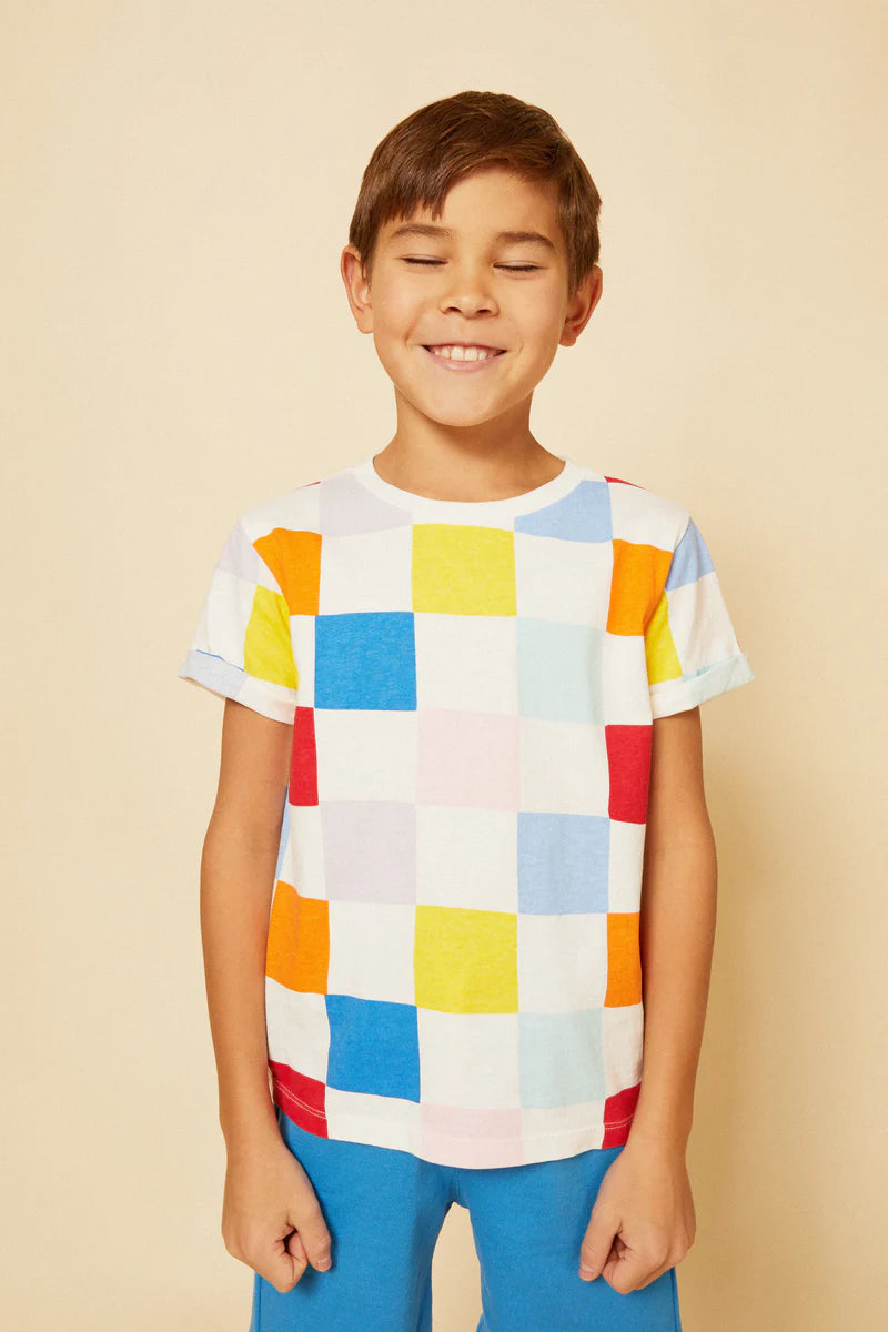 CHECKERED T-SHIRT-Natural/Checkered-Natural/Checkered