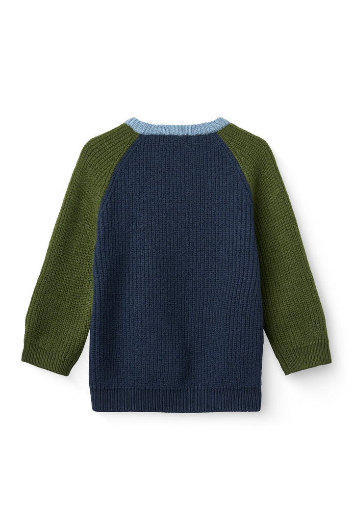 224-02-168 MERINO RIB KNITTED BLOUSE - NAVY COMB